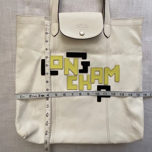 Longchamp Le Pliage LPG Limited Edition Rare Leather Tote Lettering Patch Logo - Picture 4 of 16